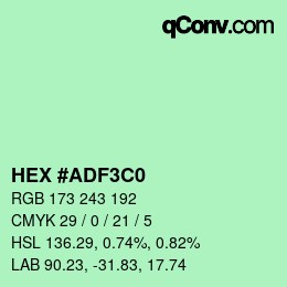 Color code: HEX #ADF3C0 | qconv.com