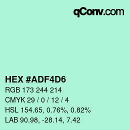 Color code: HEX #ADF4D6 | qconv.com