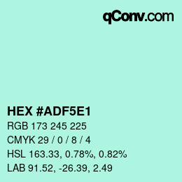 Color code: HEX #ADF5E1 | qconv.com
