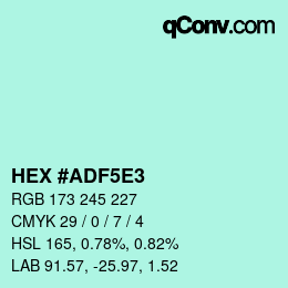 Color code: HEX #ADF5E3 | qconv.com