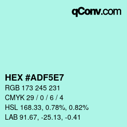 Color code: HEX #ADF5E7 | qconv.com