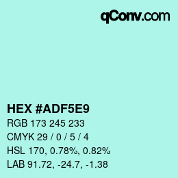 カラーコード: HEX #ADF5E9 | qconv.com