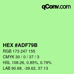 Color code: HEX #ADF79B | qconv.com