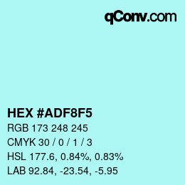 カラーコード: HEX #ADF8F5 | qconv.com
