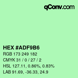 Color code: HEX #ADF9B6 | qconv.com