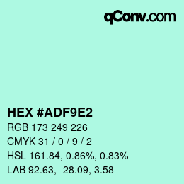 カラーコード: HEX #ADF9E2 | qconv.com
