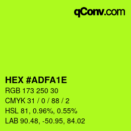 Color code: HEX #ADFA1E | qconv.com