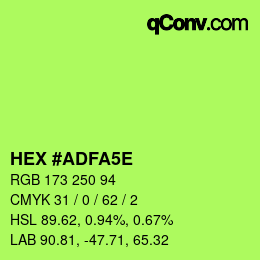 カラーコード: HEX #ADFA5E | qconv.com