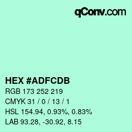 カラーコード: HEX #ADFCDB | qconv.com