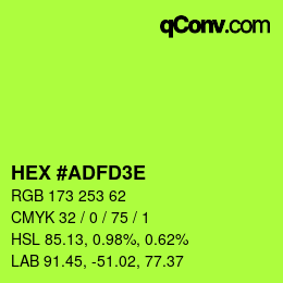 Farbcode: HEX #ADFD3E | qconv.com