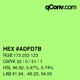 Color code: HEX #ADFD7B | qconv.com