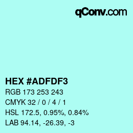 颜色代码: HEX #ADFDF3 | qconv.com