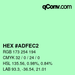 カラーコード: HEX #ADFEC2 | qconv.com