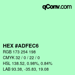 カラーコード: HEX #ADFEC6 | qconv.com