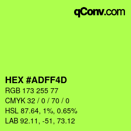 颜色代码: HEX #ADFF4D | qconv.com
