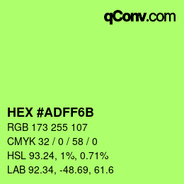 カラーコード: HEX #ADFF6B | qconv.com