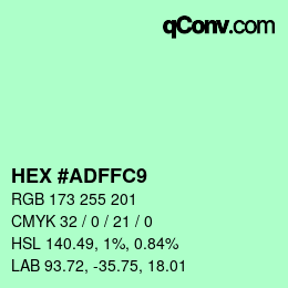 Color code: HEX #ADFFC9 | qconv.com