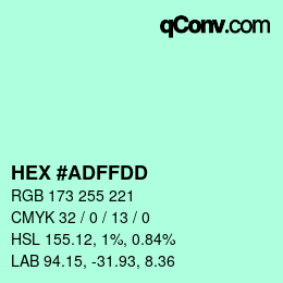 カラーコード: HEX #ADFFDD | qconv.com