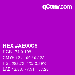 Farbcode: HEX #AE00C6 | qconv.com