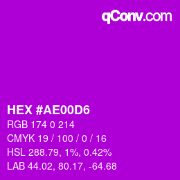 颜色代码: HEX #AE00D6 | qconv.com