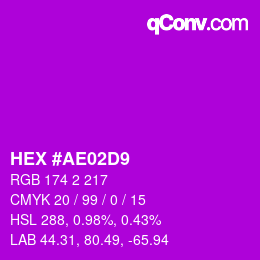 Color code: HEX #AE02D9 | qconv.com