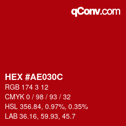 Color code: HEX #AE030C | qconv.com