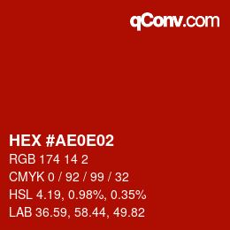 Color code: HEX #AE0E02 | qconv.com