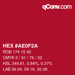 Color code: HEX #AE0F2A | qconv.com