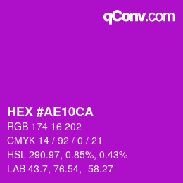 カラーコード: HEX #AE10CA | qconv.com