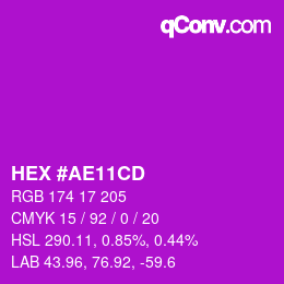 颜色代码: HEX #AE11CD | qconv.com