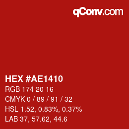 颜色代码: HEX #AE1410 | qconv.com