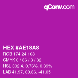 カラーコード: HEX #AE18A8 | qconv.com