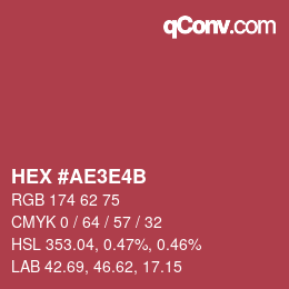 Color code: HEX #AE3E4B | qconv.com