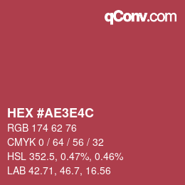 Color code: HEX #AE3E4C | qconv.com