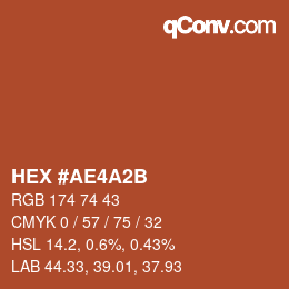 Color code: HEX #AE4A2B | qconv.com
