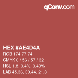Color code: HEX #AE4D4A | qconv.com