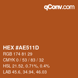 Color code: HEX #AE511D | qconv.com