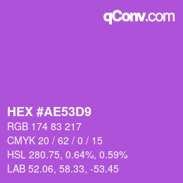 Color code: HEX #AE53D9 | qconv.com
