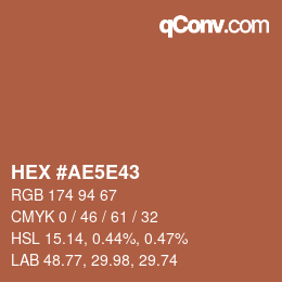 Color code: HEX #AE5E43 | qconv.com
