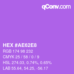 Color code: HEX #AE62E8 | qconv.com