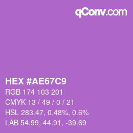 Color code: HEX #AE67C9 | qconv.com