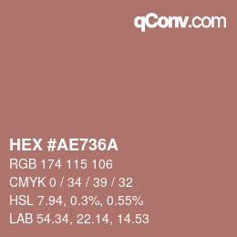 Color code: HEX #AE736A | qconv.com