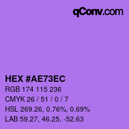 Color code: HEX #AE73EC | qconv.com
