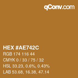 Color code: HEX #AE742C | qconv.com