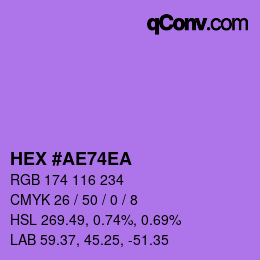 Color code: HEX #AE74EA | qconv.com