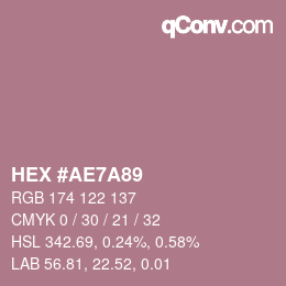 颜色代码: HEX #AE7A89 | qconv.com