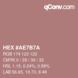 Color code: HEX #AE7B7A | qconv.com
