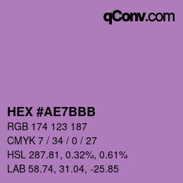 Color code: HEX #AE7BBB | qconv.com