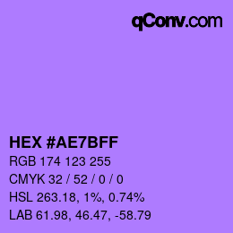 Color code: HEX #AE7BFF | qconv.com