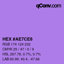 Color code: HEX #AE7CE8 | qconv.com